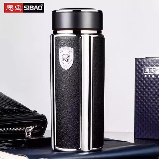 思宝（SIBAO）思宝方舟保温杯1278男士便携大容量水杯车载泡茶杯子 方舟1 水立方舟2#灰色450ML体型偏大