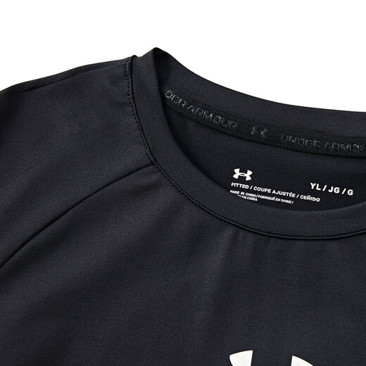 Under Armor children's short-sleeved children's clothing T-shirt summer cool quick-drying clothes boys breathable comfortable casual top black 170