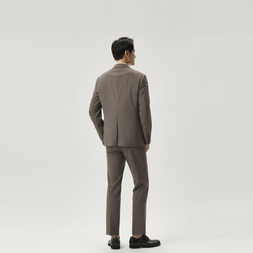 Jinba Men's Sheep Wool Business Formal Commuting Suit Men | HSFT1907 Light Coffee B 2XL