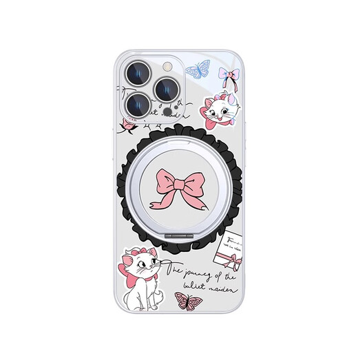 MSMF适用迪士尼iPhone15promax手机壳magsafe磁吸支架苹果16支点壳14plus蝴蝶结13pro玛丽猫ip12女小米 【星河银】迪士尼正版-玛丽猫-ZBL9896H iPhone12