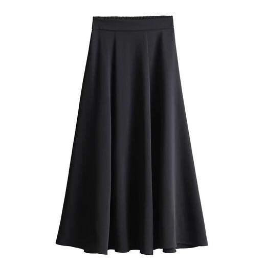 Jiangong black skirt suit skirt professional simple women's high waist slim drape commuting mid-length a-line skirt large hem skirt black suit skirt M (suitable for 90-100 Jin Jin equals 0.5 kg)