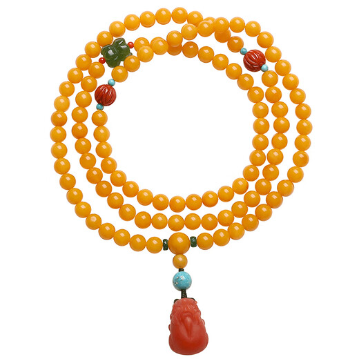 ADRIUS luxury high-end beeswax bracelet for women multi-ring yellow honey amber bracelet DIY Pixiu chicken oil yellow 108 bracelets beeswax beads about 6mm