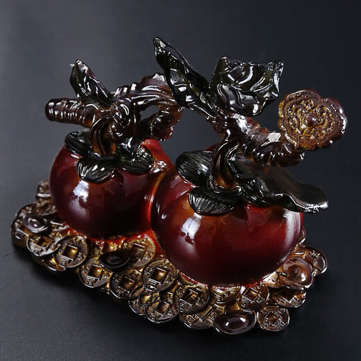 Xixi Taitai's creative color-changing persimmon tea pet can raise simulated fruit boutique high-end God of Wealth tea set ornaments tea tray decoration tea toy color-changing persimmon-good persimmon in pairs