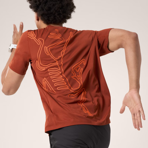 始祖鸟（ARC'TERYX）男士户外CormacARC'BIRD排汗速干短袖T恤X9721官方正品 红杉褐Sequoia Heather_Solari XL