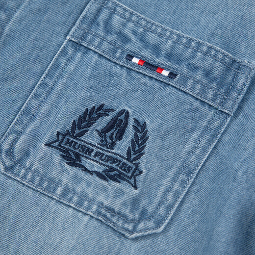 Hush Puppies children's clothing boys' denim shirt spring big children's casual lapel cotton shirt light denim 120