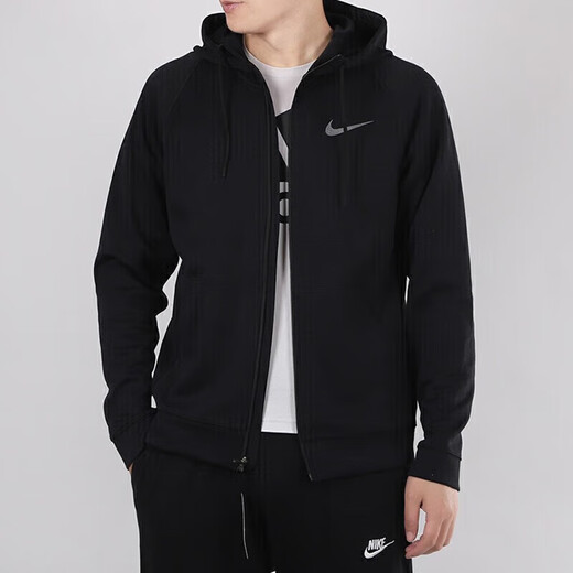 耐克（NIKE）官方舰店外套男装女装 新款情侣跑步运动服连帽针织加绒保暖夹克 010-黑色-加绒-现货速发 M (170/88A)