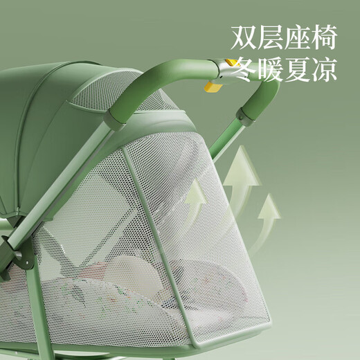 Amberni baby stroller can sit and lie down, two-way baby walking artifact, shock absorber, high view, lightweight stroller for newborns, flagship version - black (mosquito net + mat + spine pad)