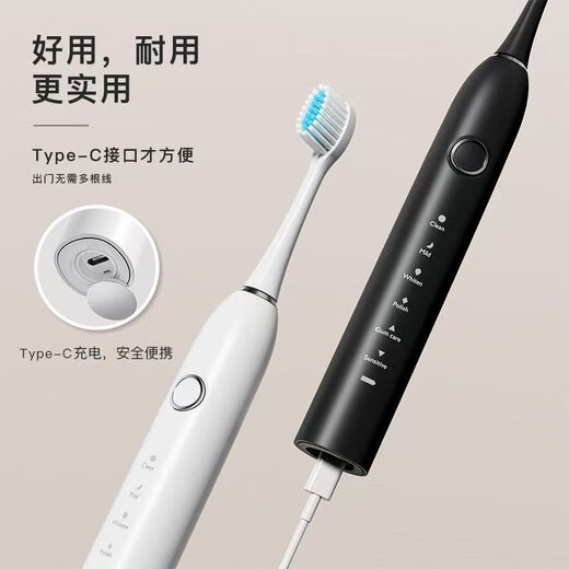 DSK电动牙刷充电款跨境成人款软毛自动声波充电式智能洁牙神器情侣款 白色【赠送8个刷头+旅行盒+支架】
