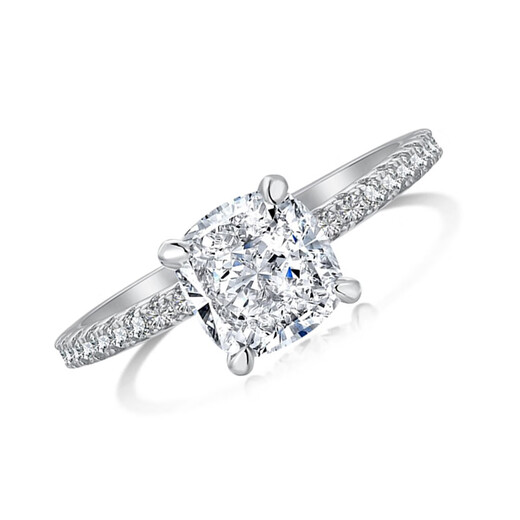 AVHE white platinum fat square ice flower cut women's ring four-prong 1 carat cultivated diamond ring new wedding gift for wife platinum diamond ring-30 points D color VVS main diamond