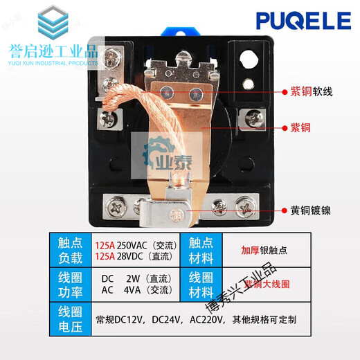 JQX-62F high current relay 125A100A medium power AC DC 220V24V12V AC DC12V 125A thickened silver contacts