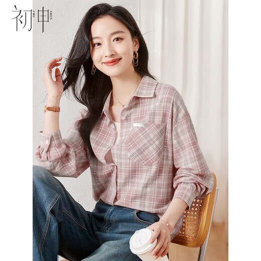 Chushen Spring and Summer Plaid Long Sleeve Shirt Women's Korean Style Loose Shirt Casual Top Thin Jacket S51S060