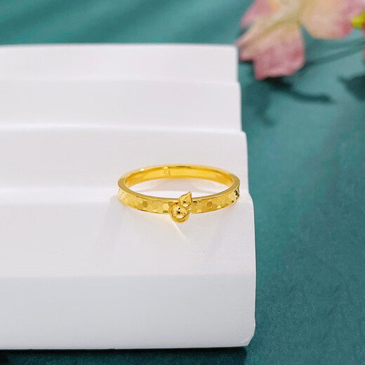 CAOX sparkling gourd gold ring for women pure gold 999 fish scale ring 5G craft new jewelry for women 520 for girlfriend 9# fish scale gourd ring
