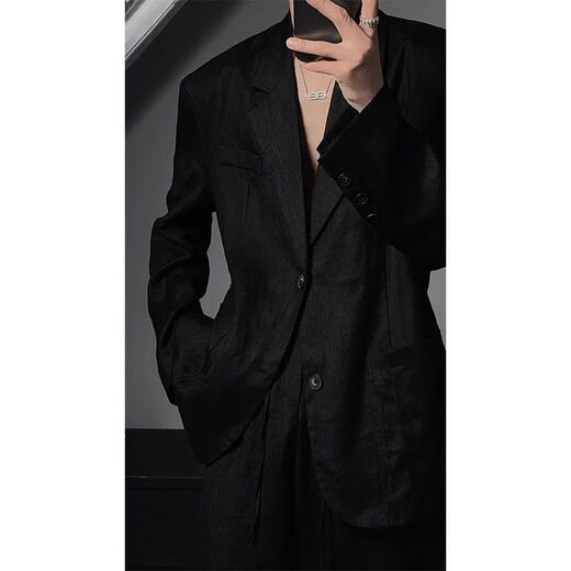 An Chuxia 2025 summer new style designer loose niche light luxury men's casual thin simple temperament suit suit pink suit L 110-130Jin Jin equals 0.5kg recommended