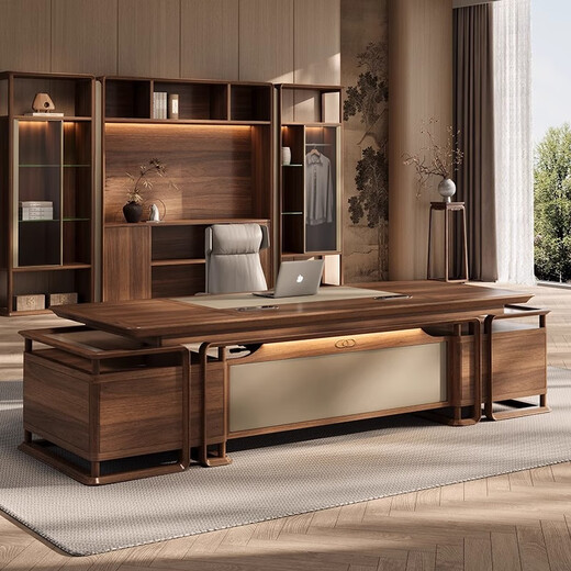 New Chinese style desk boss desk solid wood executive desk general manager office chairman computer desk office new style 2.0m boss desk (ash wood)