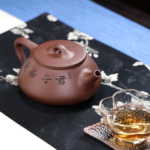 Zanghu Tianxia Yixing purple sand pot purely hand-engraved teapot stone ladle pot household kung fu teapot tea set orchid stone ladle pot orchid stone ladle (single pot) 210ml
