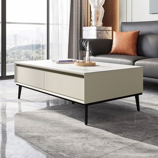 Lin's Home Light Luxury Slate TV Cabinet Coffee Table Combination New Floor Cabinet Living Room Home 1.3 Meter Coffee Table LS988L1