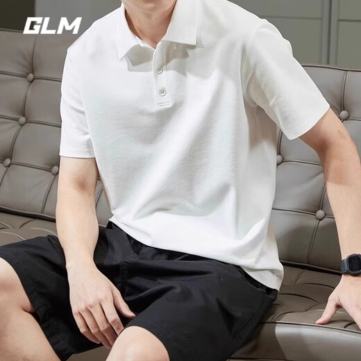 GLM短袖t恤男透气夏季翻领polo衫速干T恤冰丝感休闲运动上衣黑色XL