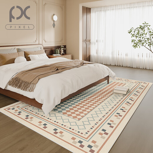 像素地毯卧室床边毯法式复古房间免打理飘窗垫客厅隔音垫加厚防滑地垫 对影成双-12347 120cm*200cm