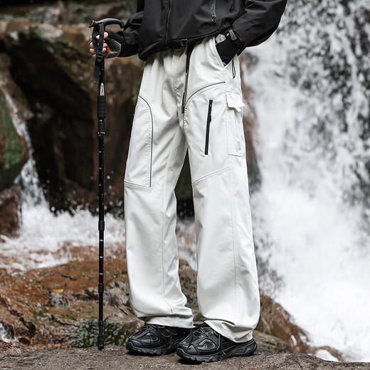 Foss Phil outdoor functional wind overalls men's autumn and winter windproof and water-repellent loose casual assault pants 8527 light gray XL
