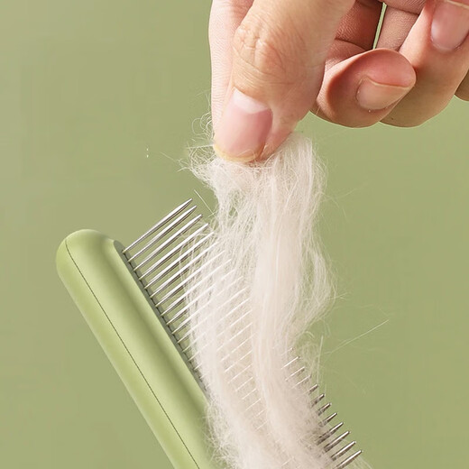 Pilot cat comb, special combing brush for cats, long-haired cat, fine-tooth needle comb, knot-opening and floating hair pet comb* green, high and low tooth comb + fine-tooth comb, 2-piece set