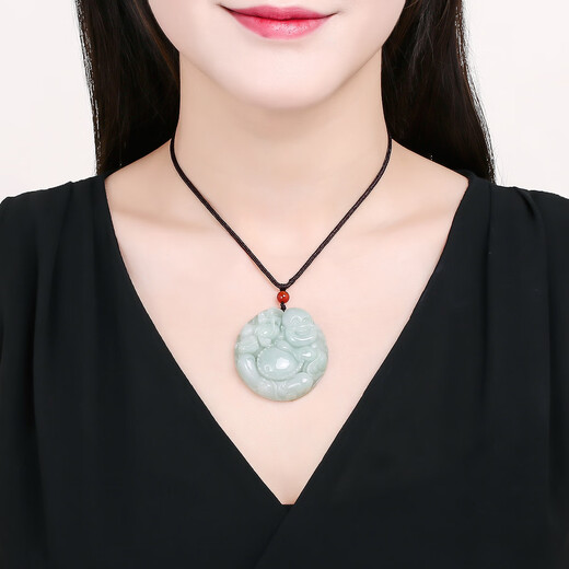 Oriental Jade Waxy Maitreya Big Belly Buddha Natural A Grade Jade Pendant Jade Pendant Birthday Gift for Women