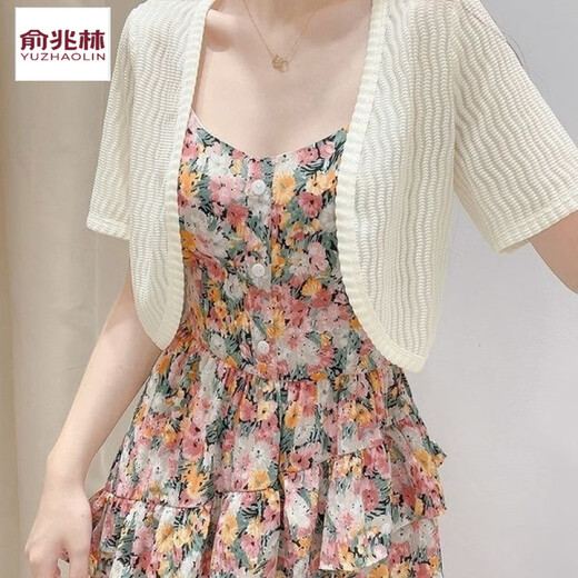 Yu Zhaolin's lace cardigan for women's short thin shawl summer suspender skirt with sunscreen blouse short jacket White pullover single piece - short sleeve 679 S Recommended 85-100Jin [Jin equals 0.5 kg]