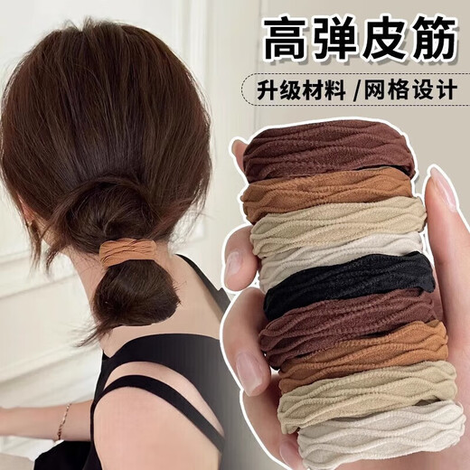 Children's high-elastic hair ties for women's hair, rubber bands, durable and non-damaging, seamless high ponytail hair ties, spiral pattern, spiral pattern hair ties, 10 pack, mixed colors