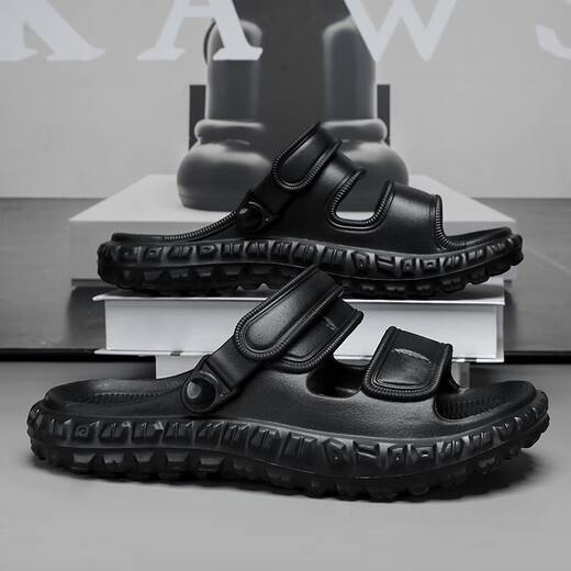 
Sandals men's summer outdoor anti-slip anti-odor beach shoes driving dual-purpose shit feel sports slippers men 8306 black 40-41