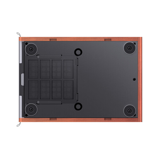 JONSBO T7 silver MATX portable desktop chassis (3mm aluminum alloy shell/10mm North American black walnut solid wood/MATX version/left side)