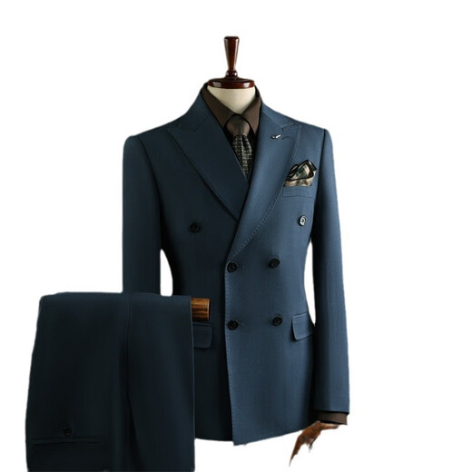 DK high-end men's striped suit suit men's business formal wear groom's best man's wedding wear engagement dress suit jacket blue stripe (suit + trousers) 7XL /64 (205-230Jin Jin equals 0.5 kg)