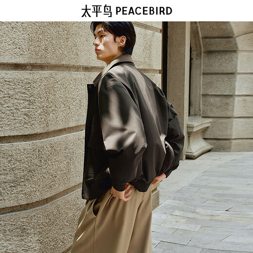 PEACEBIRD Men's Jacket 25 Autumn New Retro Bath Style Workwear Pocket Textured Commuting Loose Jacket