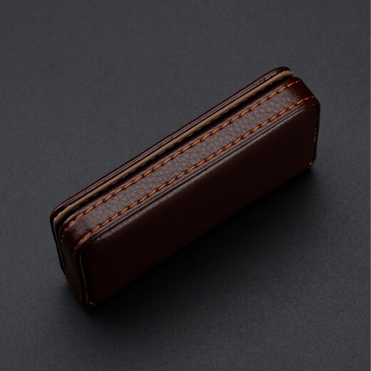 Tenggexiang Business Card Holder Men's Large Capacity Business Card Box Fashionable Simple Card Bag Creative Hand-Push Magnetic Card Storage Box Brown