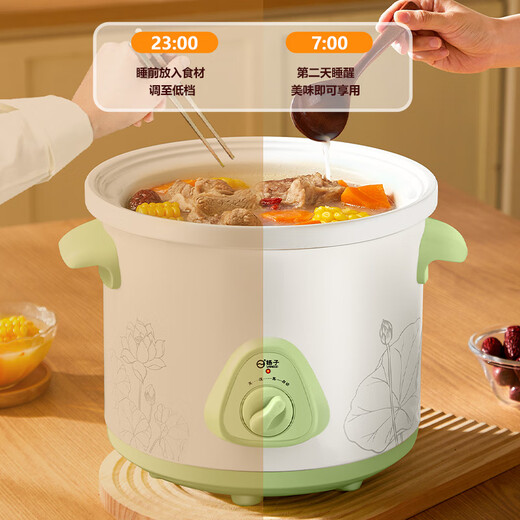 Yangzi fully automatic electric stew pot for cooking porridge, stew pot, food supplement pot, stew pot, small electric stew pot, 1.5 liter soup pot, old-fashioned electric casserole, temperature-controlled slow cooker, soup pot, stew pot, 2.5L, suitable for 1-4 people