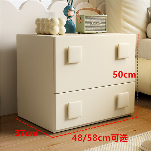 姗姗木艺奶油侘寂风实木卡门柜客厅储物卧室现代简约床头柜组合多功能斗柜 全实木卡门柜+16802色[防猫抓皮] 整装(无需安装开箱即用)58x37x50