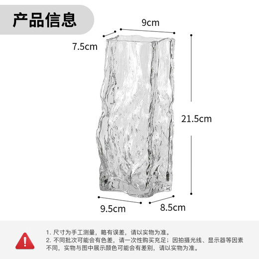 Cuttlefish Glacier Transparent Glass Vase Simple Light Luxury Desktop Ornament Flower Arrangement Birthday Gift New Year's Day Gift
