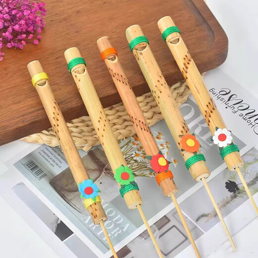 Yuan ethnic minority bamboo bird flute science and education toy music wind instrument lark flute bird flute children's music bird whistle Bamboo bird flute (random flower style) simple and easy to learn with deep tone