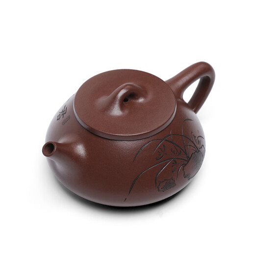 Zanghu Tianxia Yixing purple sand pot purely hand-engraved teapot stone ladle pot household kung fu teapot tea set orchid stone ladle pot orchid stone ladle (single pot) 210ml