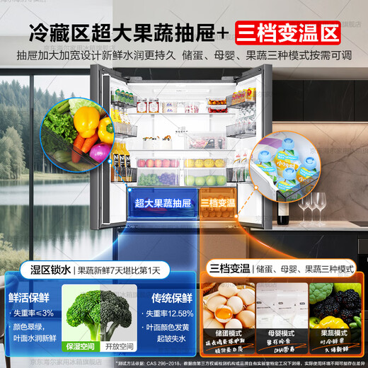 Haier Refrigerator produces Commander 575 dual-system refrigerator, flagship hot-selling French multi-door dual-cycle new level energy-efficient air-cooled frost-free Leader refrigerator dual-system dual-cycle + ALP ultra-clean system + three-speed variable temperature
