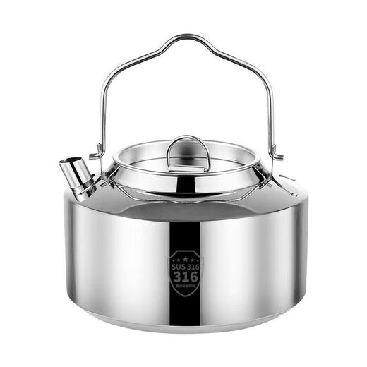 Fat Donglai 316 stainless steel outdoor kettle portable mini teapot self-driving camping picnic food grade open flame 304 kettle glossy 316 steel handle + silicone cover delivery and delivery 1.2L a1200ml