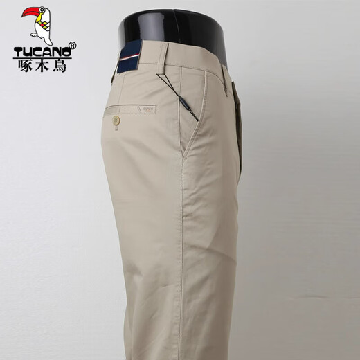 啄木鸟（TUCANO）男士休闲裤2025夏季薄款宽松直筒高端纯色商务西裤男长裤子男 藏青色 6625-1 30