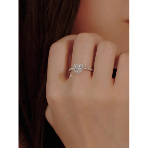 DR Love Diamond Ring Moissanite Ring Heart Shape Diamond Ring Sterling Silver One Carat Ring Order Proposal Ring for Women Valentine’s Day Main Diamond One Carat Closed Contact Customer Service Remarks for Size