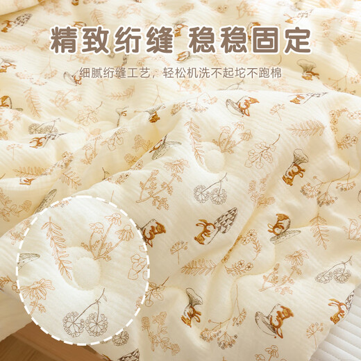 Bei Qichu Baby Quilt Pure Cotton Newborn Quilt Kindergarten Baby Spring Autumn Summer Nap Quilt Four Seasons Small Quilt Polka Dot Bear-Double-Sided Crepe Cotton 100*120 Thin Style Room Temperature 20 or Above