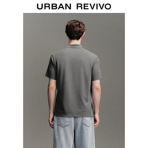 UR2025 new autumn men's casual three-dimensional embroidery pattern short-sleeved polo shirt UMM450108 cool gray L