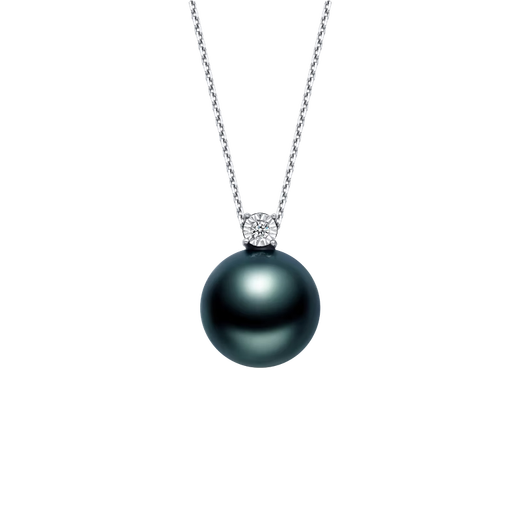 Chinese Valentine's Day gift for girlfriend new style 18k gold seawater black pearl chain brand Yiwan Zhengyuan versatile style 18K gold-white