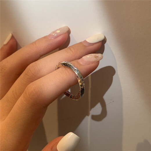 Geometric Moebius ring for women retro fashion personalized letter open ring ins index finger ring trendy M717 letter Mobius ring