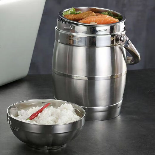 Enshousu three-layer insulated stainless steel lunch box stainless steel pot for students and office workers with meals large-capacity insulation bucket straight insulation pot 1.5 liters long-term insulation 3-5 hours