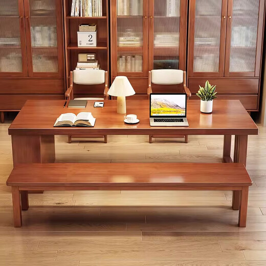 Guanze simple solid wood desk dining table integrated and dual-purpose living room large board long desk office computer desk 9904#1.8m