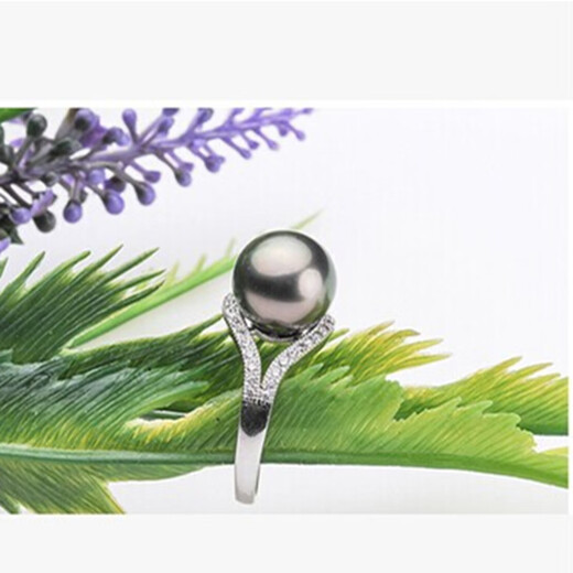 Fat Donglai's same style black pearl natural Tahitian freshwater black and white pearl powder ring 925 silver inlaid with diamond ring ring white pearl white
