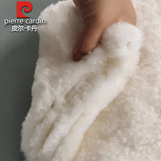 Pierre Cardin 100% Sheepskin Fur One-piece Vest Men's Autumn and Winter Shoulder Sheepshear Warm Vest Real Wool Liner Top Men's White Spliced ​​Leather Short Style 100% Real Wool Fur 2XL Recommended 120-140Jin Jin equals 0.5 kg