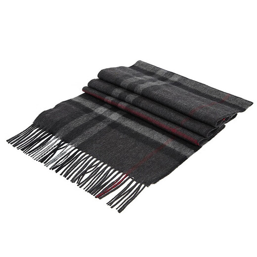 BURBERRY classic plaid cashmere scarf for men and women, Burberry autumn and winter scarf with tassel trim, charcoal gray 80155381 size: length 168*width 30cm